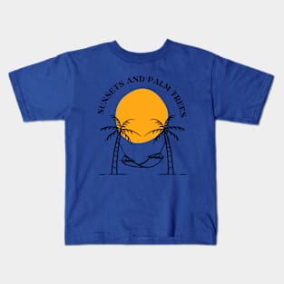 Sunset And Palm Trees Kids T-Shirt